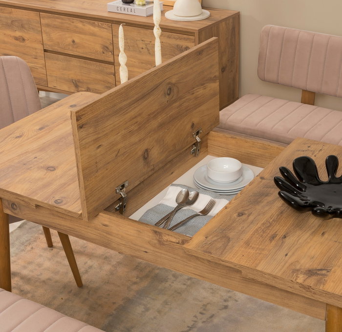 Hanah Home Vina - Juego de mesa y sillas extensible, Pino Atlántico y Piedra Hanah Home Vina - Juego de mesa y sillas extensible, Pino Atlántico y Piedra